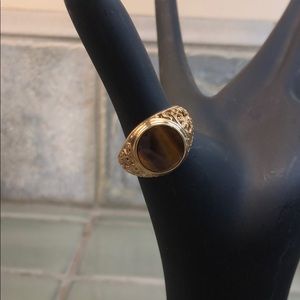 Tigers Eye 10 karat gold vintage ring